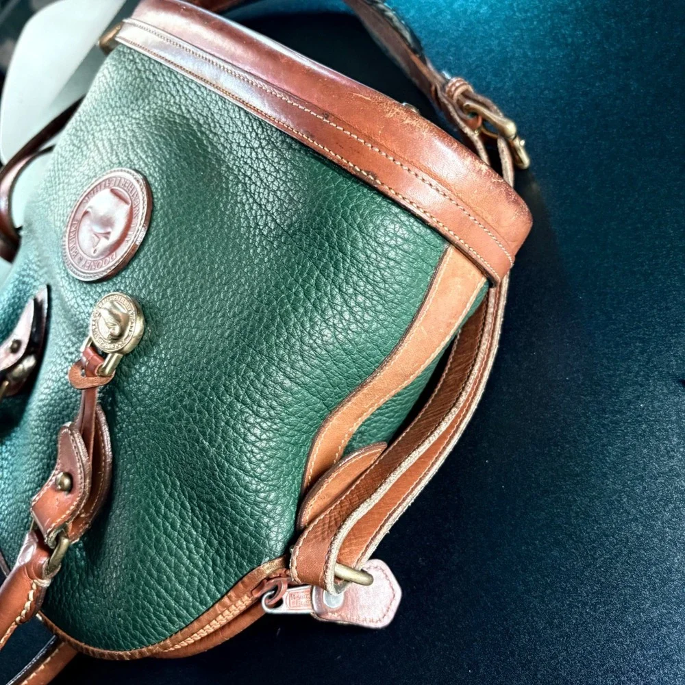vintage Dooney & Bourke AWL Norfolk bag In green crossbody satchel leather zip